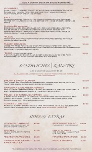 Dinner Menu Page 3 at Cracovia Polish American Restaurant & Bar