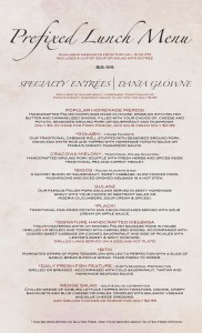 Prefixed Lunch Menu at Cracovia Polish American Restaurant & Bar